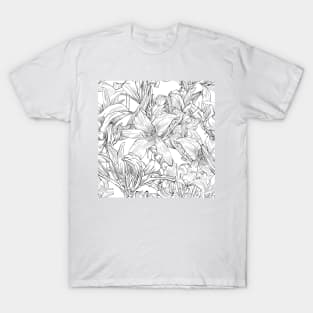 Hand drawn graphic daylily flower T-Shirt